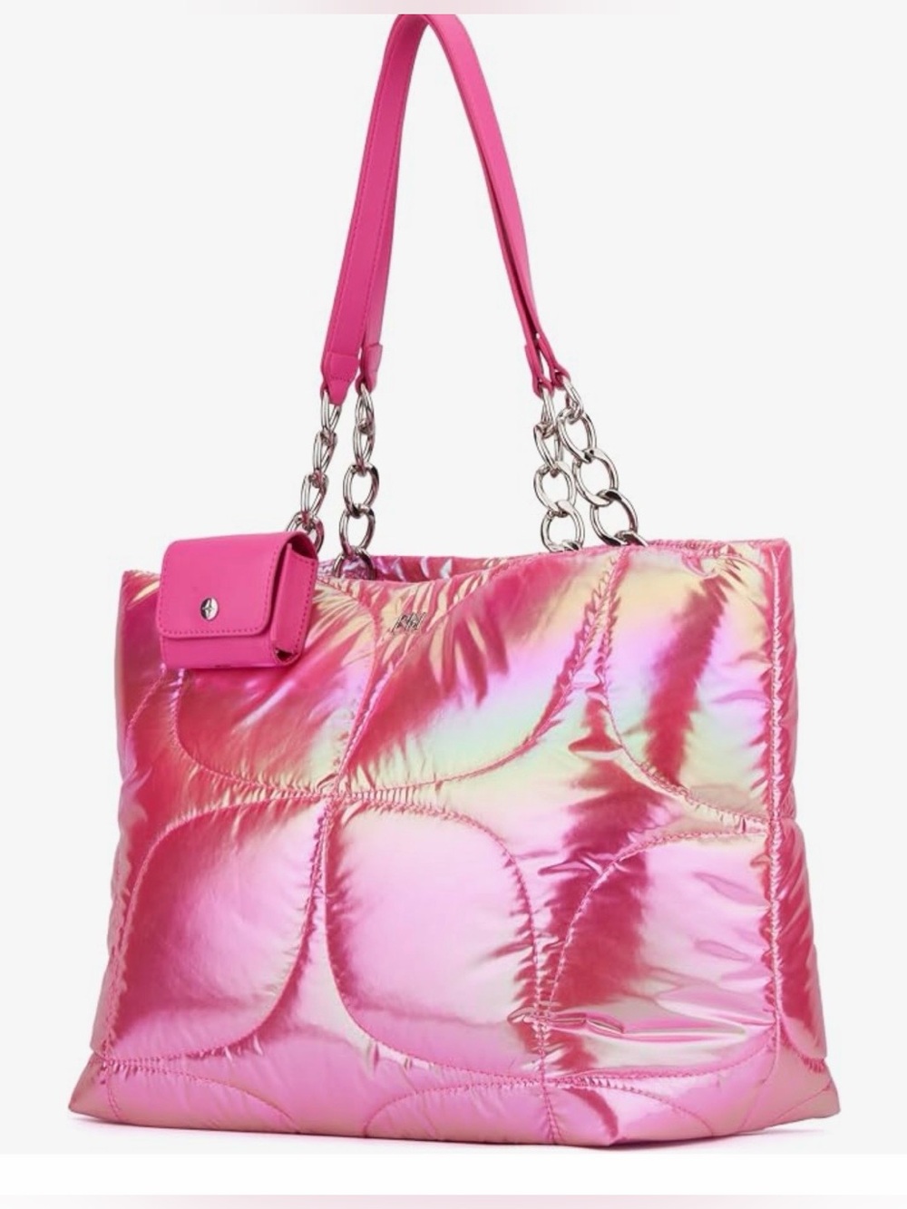 Paris Hilton NWT Casson Pink Puffy Quilted Oversized Tote with Chain Strap P262 - Picture 4 of 12